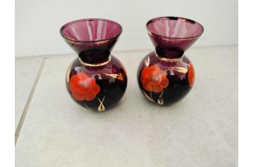 1950s Amethyst Glass Bulb Vases