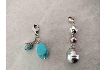 Calcite & Simulated Pearl Bag Charms