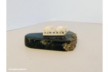 Greenstone & bone elephant ornament