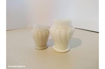 Milk glass cosmetic jars